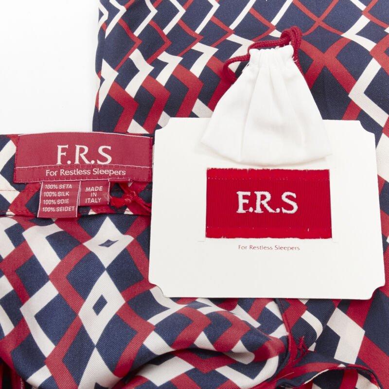 FOR RESTLESS SLEEPER FRS 100% silk blue red geometric print pants L 4