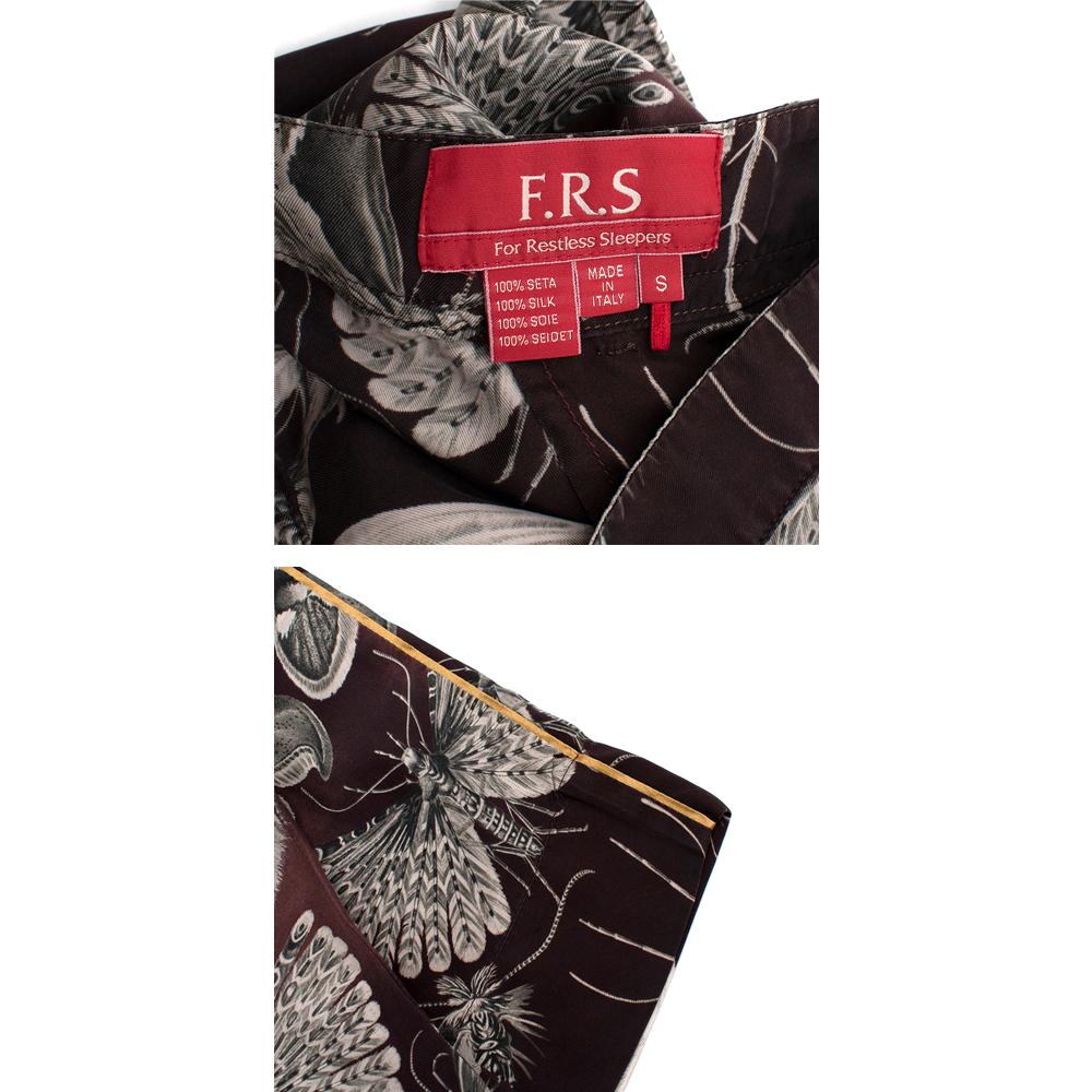 For Restless Sleepers Burgundy Insect Print Silk Suit S 4