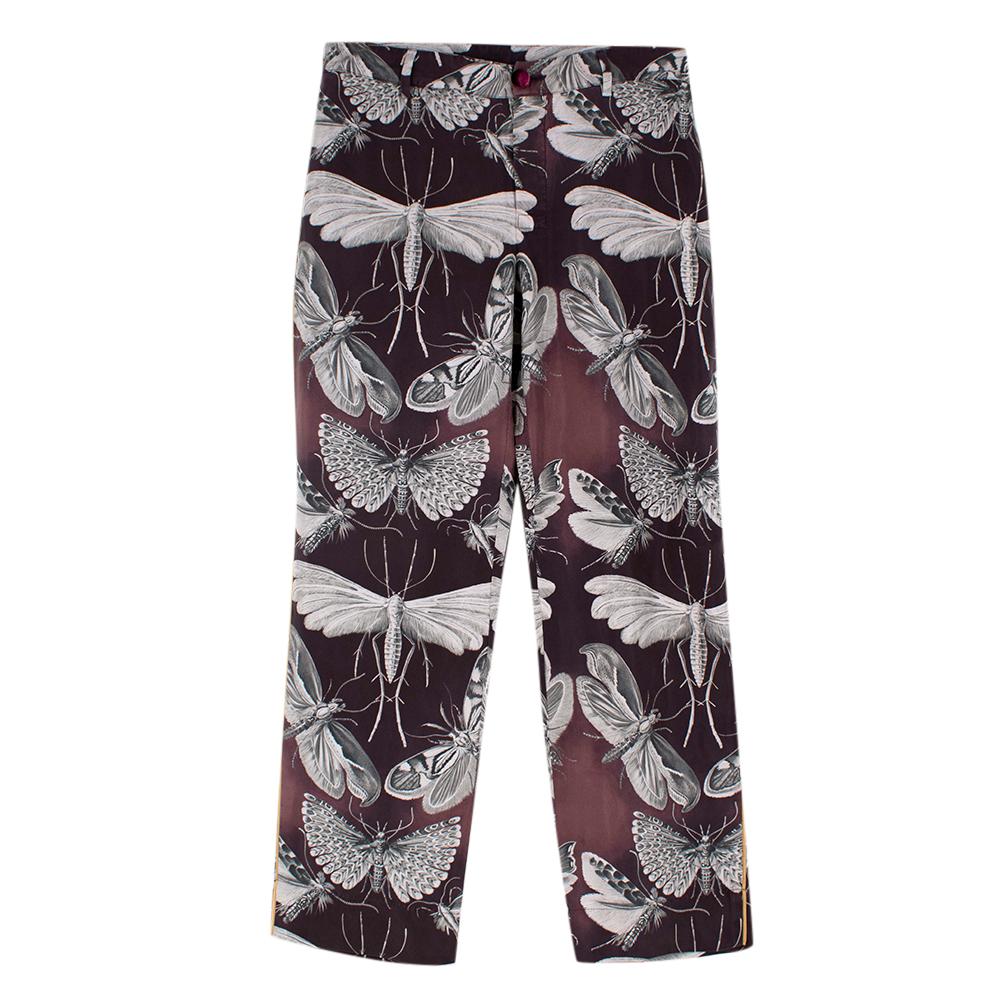 For Restless Sleepers Burgundy Insect Print Silk Suit S In Excellent Condition In London, GB