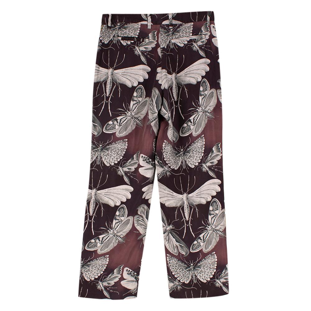Women's or Men's For Restless Sleepers Burgundy Insect Print Silk Suit S
