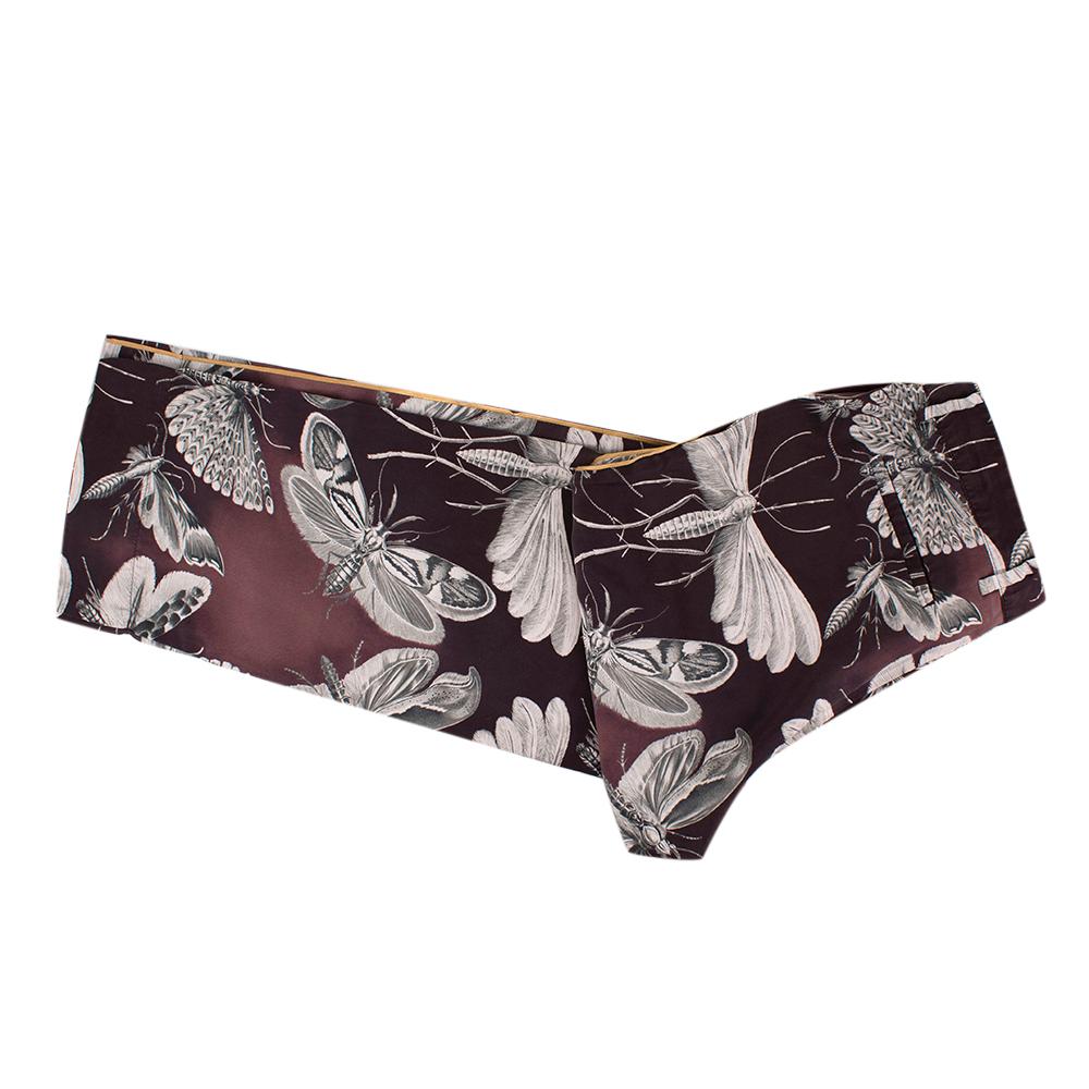 For Restless Sleepers Burgundy Insect Print Silk Suit S 1