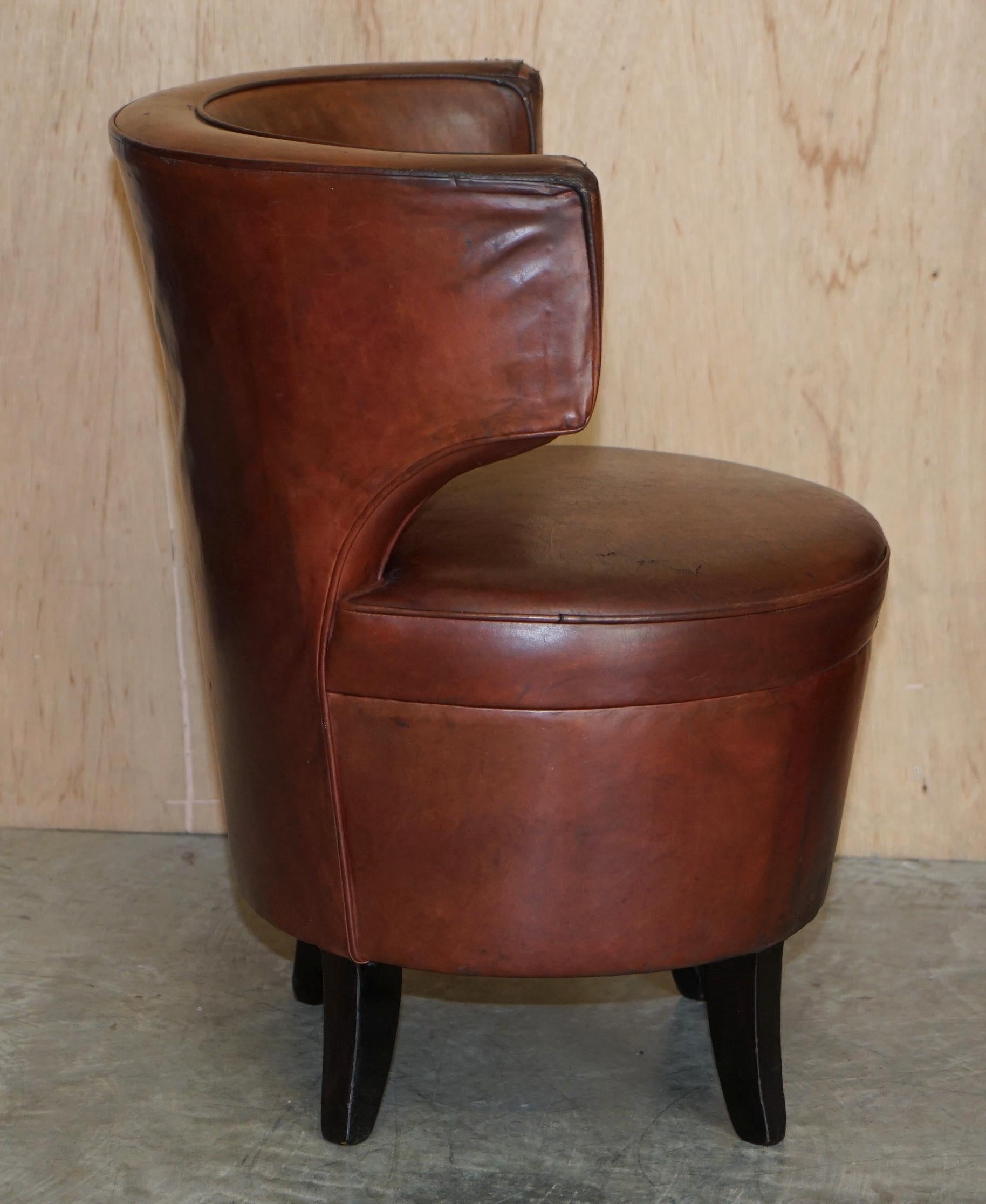 For Restoration Suite of 6 Very Comfortable Aged Brown Leather Tub Armchairs 2
