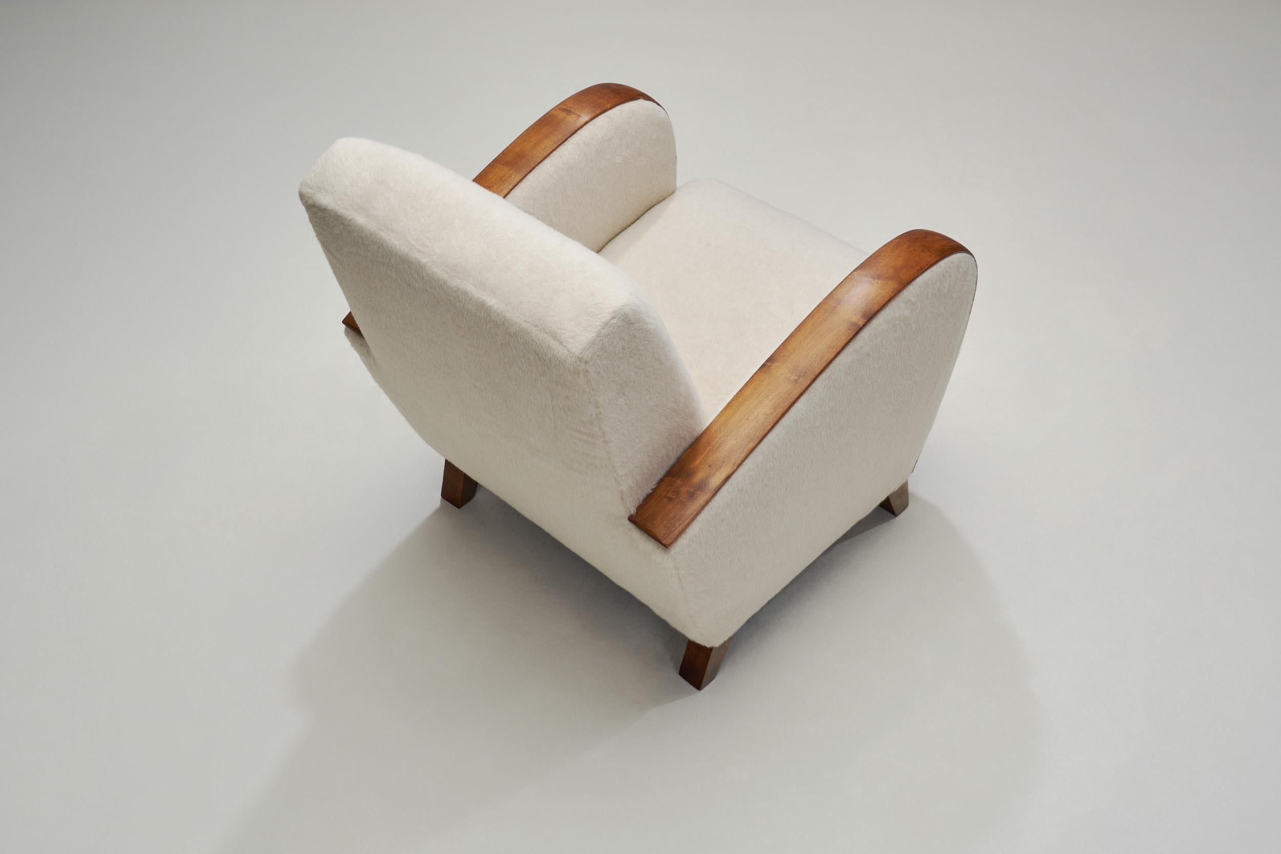 Mid-20th Century For RoseMarie - Lounge Chairs with Wooden Arm Overlays, Scandinavia 1930s