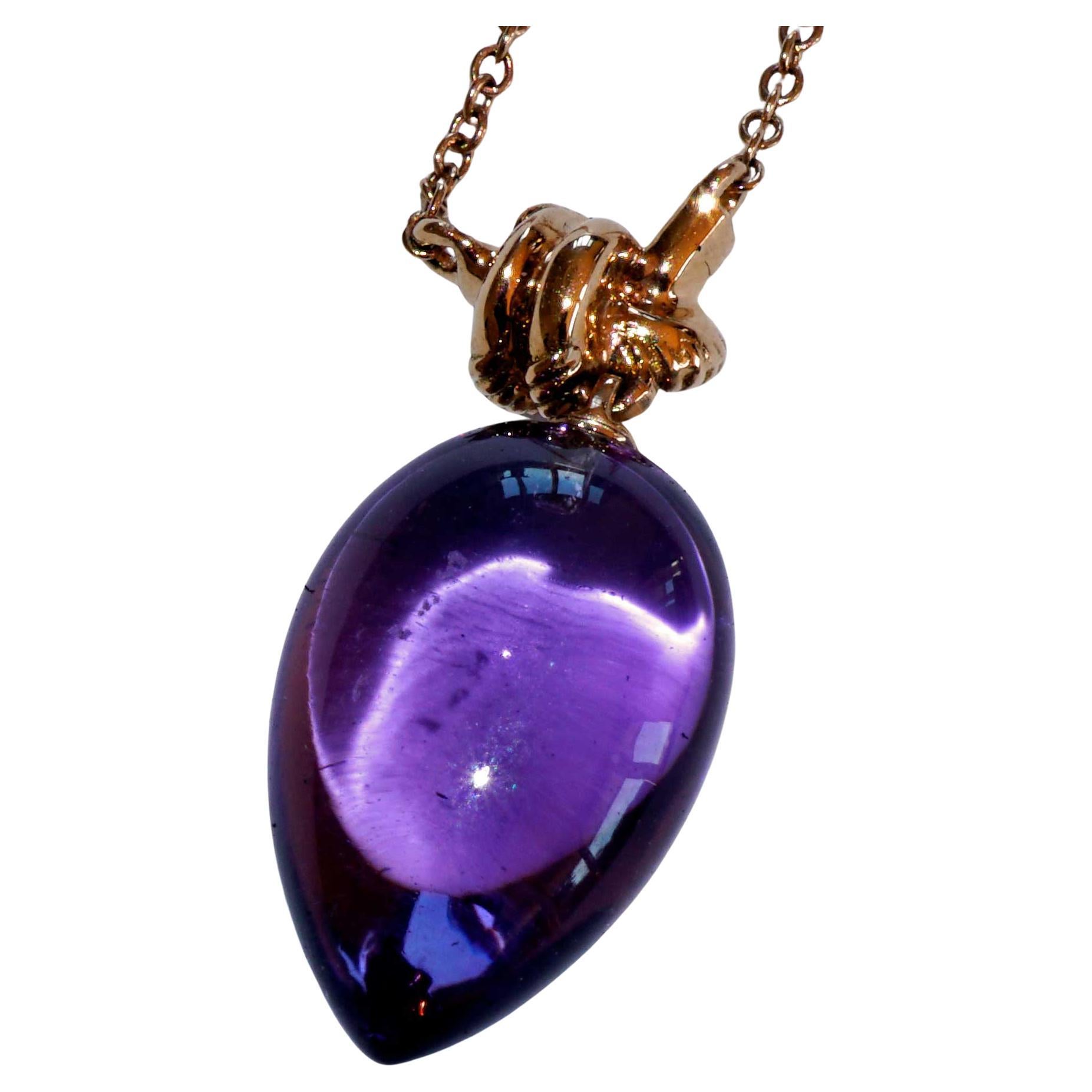For Sailors Amethyst Pendant Chain 750 Rose Gold delicate Knot Shape Amethyst For Sale