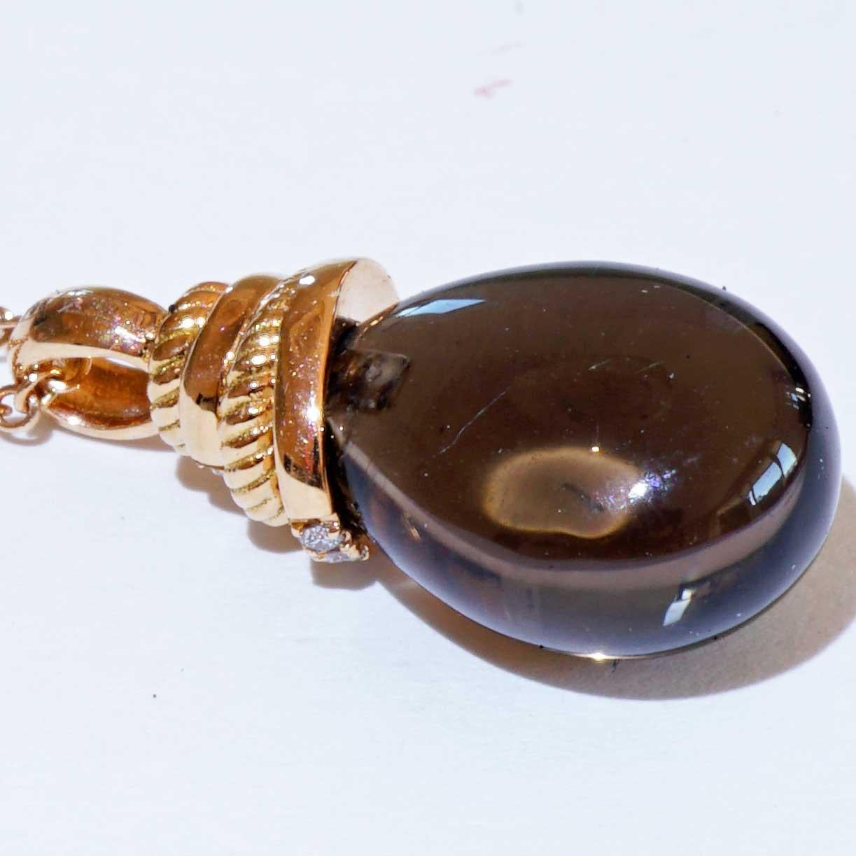 Brilliant Cut FOR SAILORS Smoky Quartz Brilliant Pendant with Chain 4 ct 0.05 ct TW VS ITALY For Sale