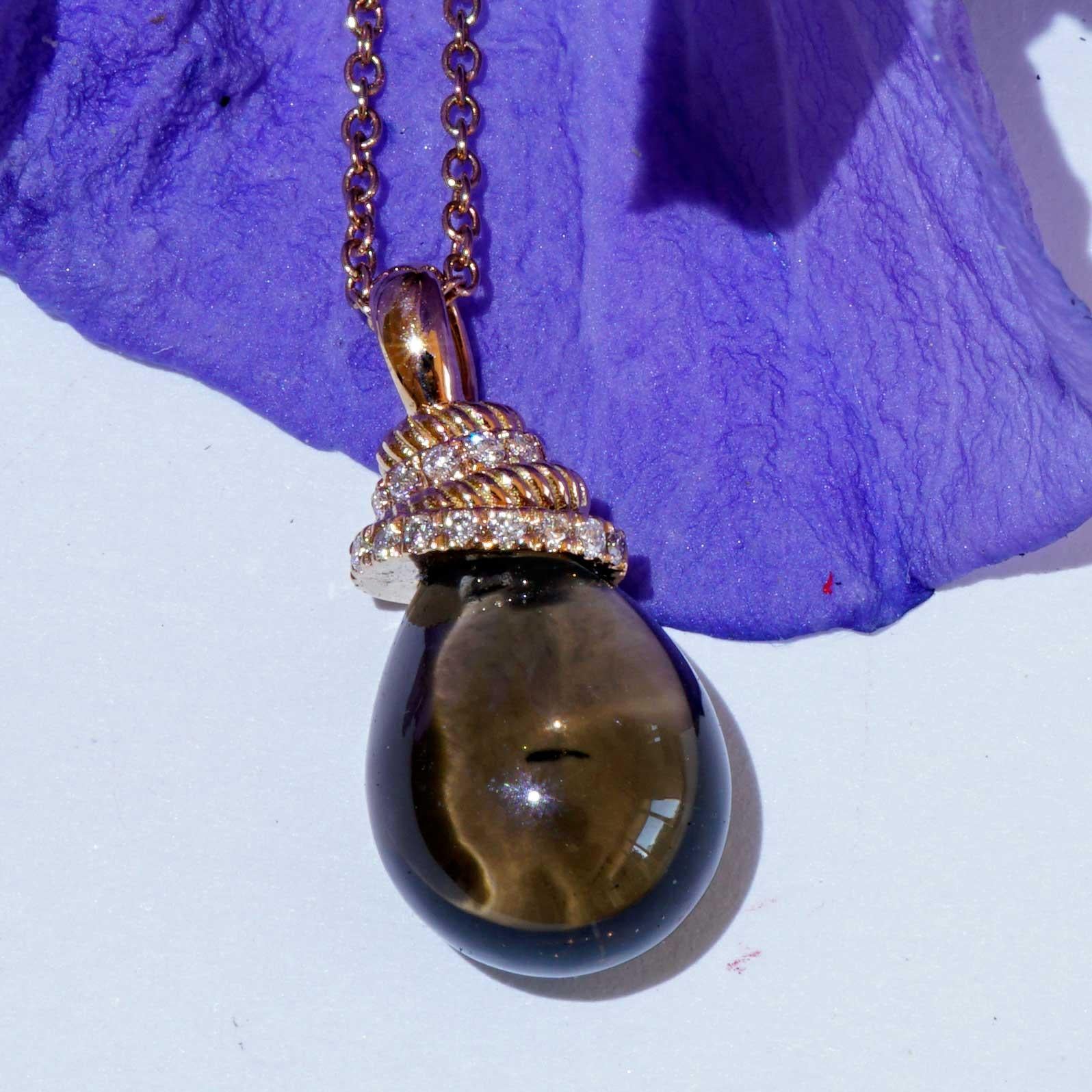 FOR SAILORS Smoky Quartz Brilliant Pendant with Chain 4 ct 0.05 ct TW VS ITALY In New Condition For Sale In Viena, Viena