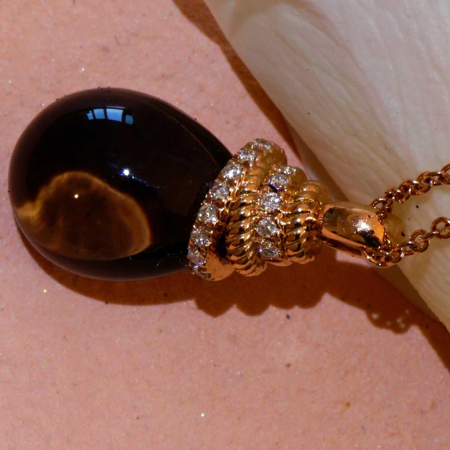 FOR SAILORS Smoky Quartz Brilliant Pendant with Chain 4 ct 0.05 ct TW VS ITALY For Sale 2