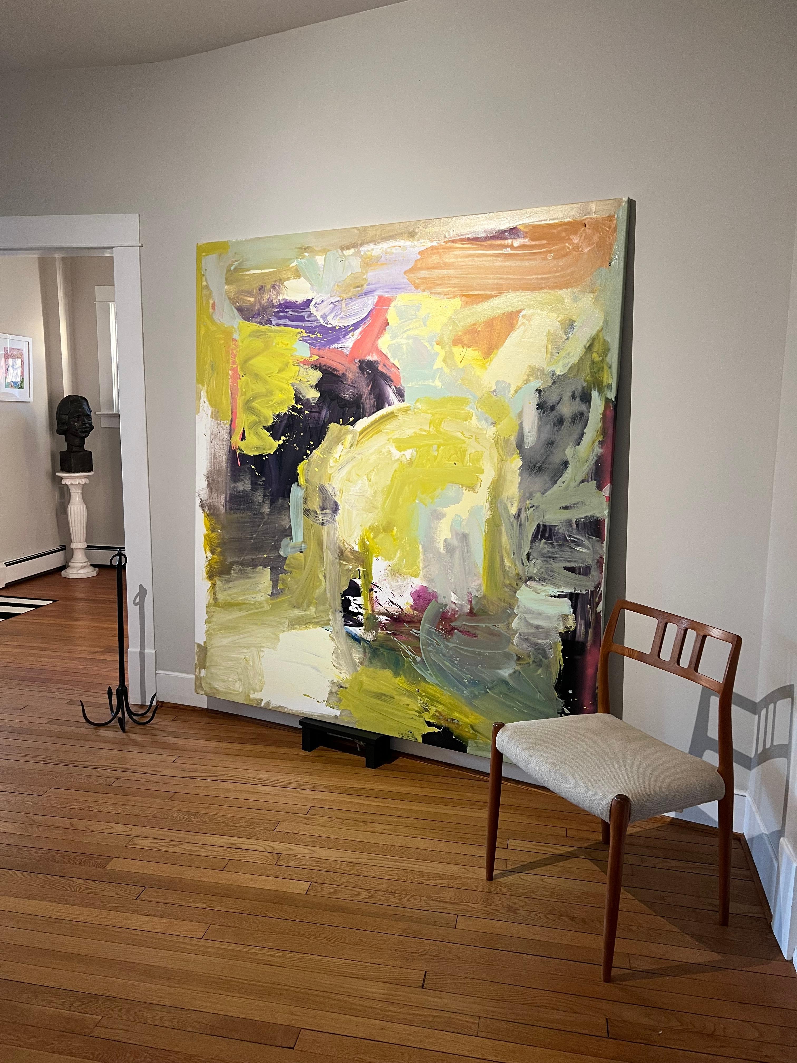Moderne « Pour Saturday », grande peinture abstraite carrée de Jim Condron en vente