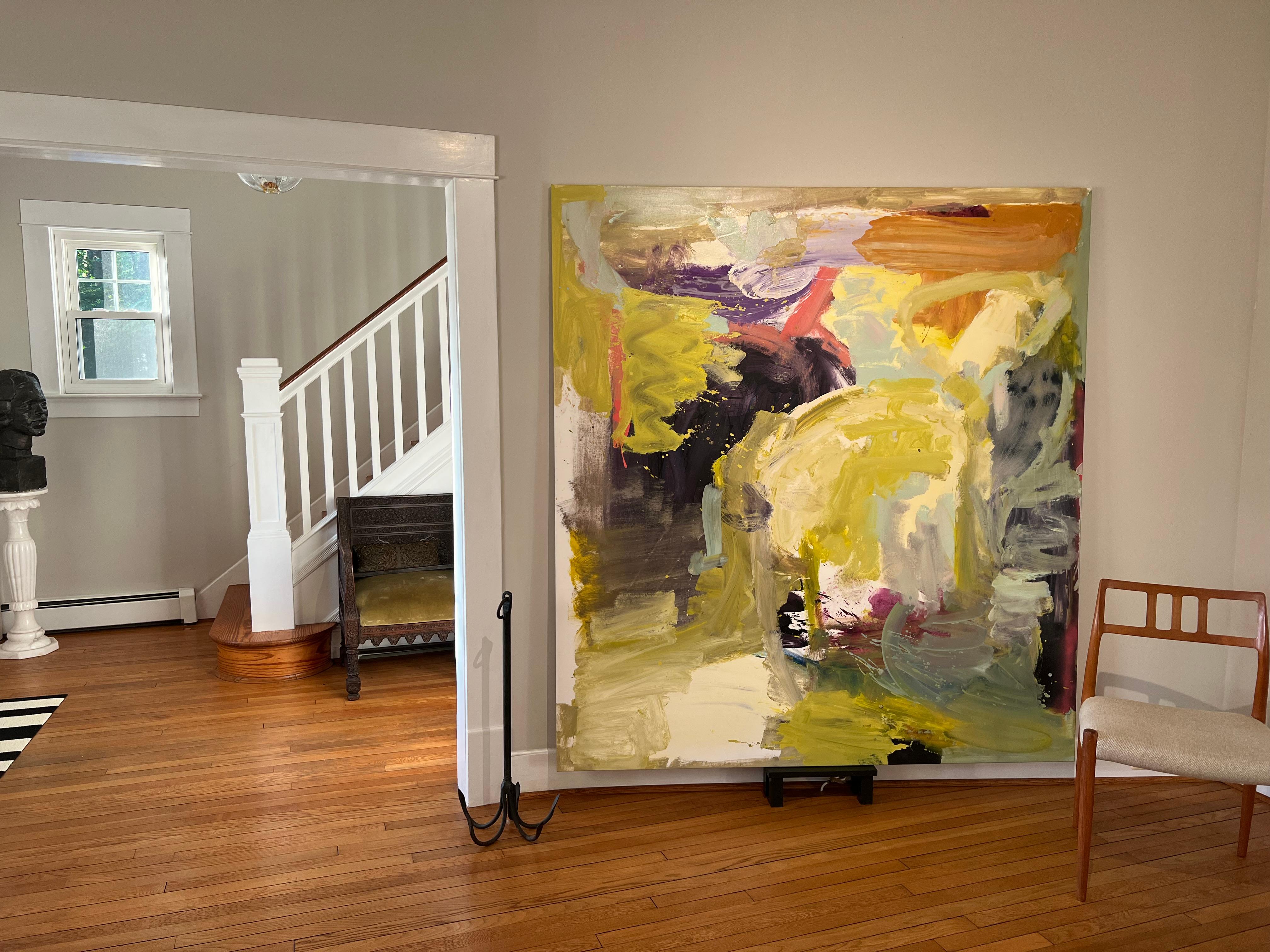Américain « Pour Saturday », grande peinture abstraite carrée de Jim Condron en vente
