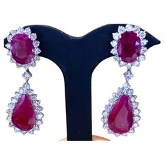 For Ying NWT $125, 000 18KT Fancy Glittering 13CT Red Ruby Diamond Drop Earrings