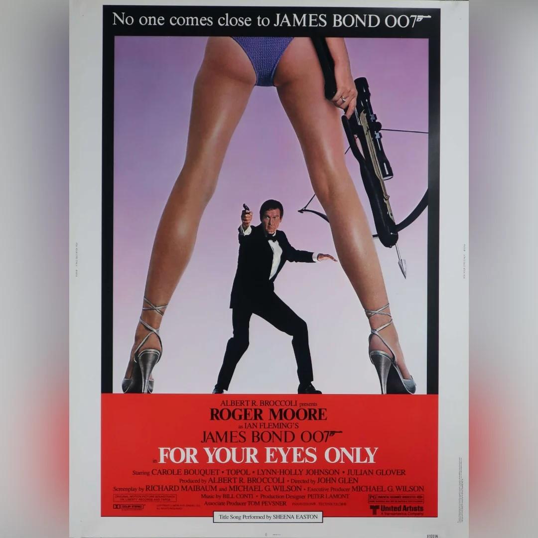 Nur für Ihre Augen (1981)
Original US (30 X 40 Zoll)

Gedruckt auf einem dickeren Karton für den Einsatz in Außenbereichen und Drive-Ins, waren diese 30 x 40's kostspielig in der Herstellung und daher wurden weniger gedruckt als ihre 1 Blatt