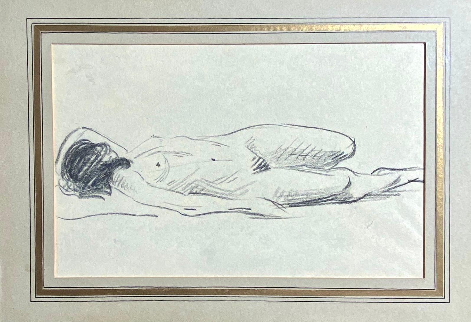 XIXe siècle Jean Louis Forain - Dessin d'une femme nue allongée - fusain - 19e - France en vente
