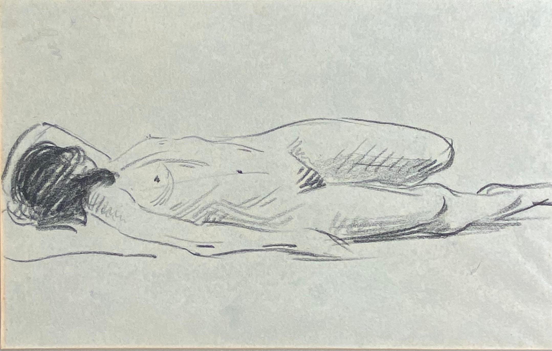 Papier Jean Louis Forain - Dessin d'une femme nue allongée - fusain - 19e - France en vente