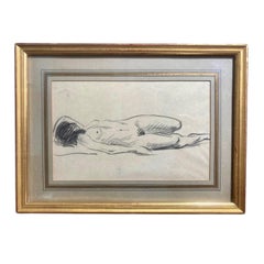 FORAIN Jean Louis - Drawing of a reclining nude woman - charcoal - 19th - France