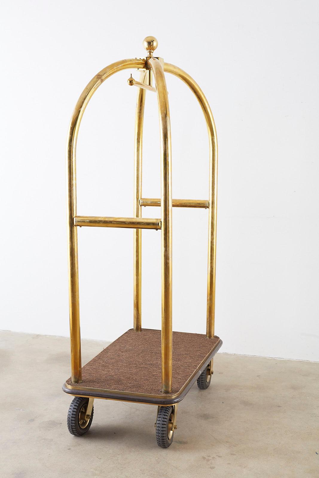 20th Century Forbes Brass Bird Cage Luggage Cart Bellman's Valet