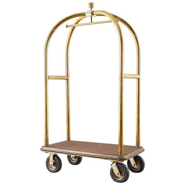 Forbes Brass Bird Cage Luggage Cart Bellman''s Valet at 1stDibs