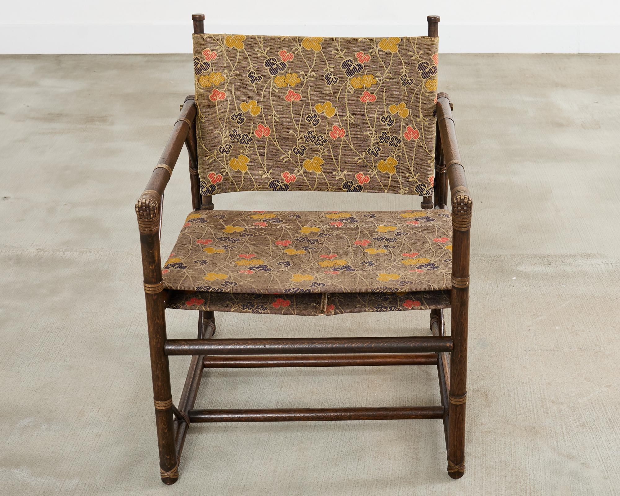 Hand-Crafted Forbes for McGuire Campaign Style Oak Officer's Chair For Sale