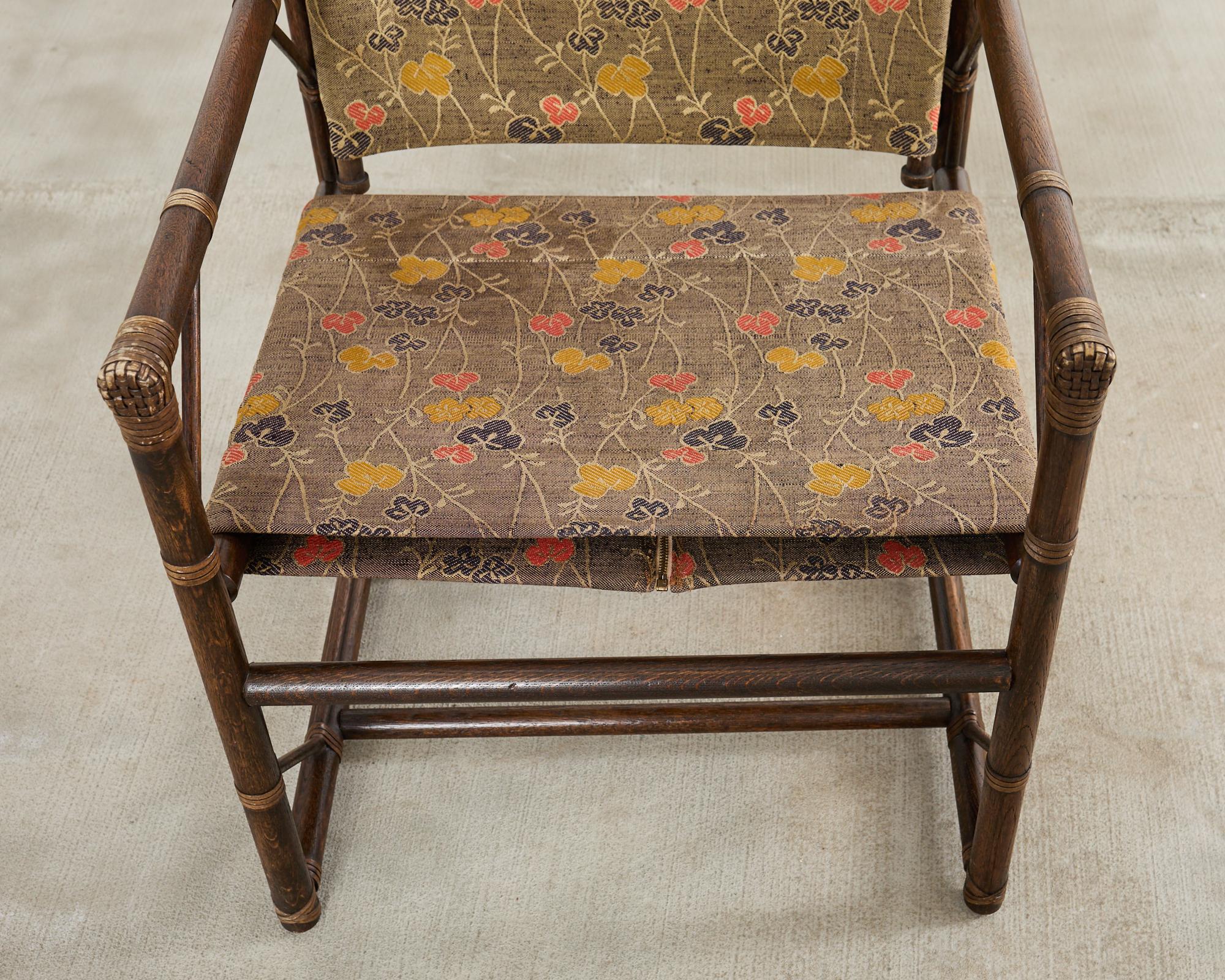 Brass Forbes for McGuire Campaign Style Oak Officer's Chair For Sale