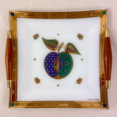 Vassoio in vetro e legno Forbidden Fruit, Briard, anni '60