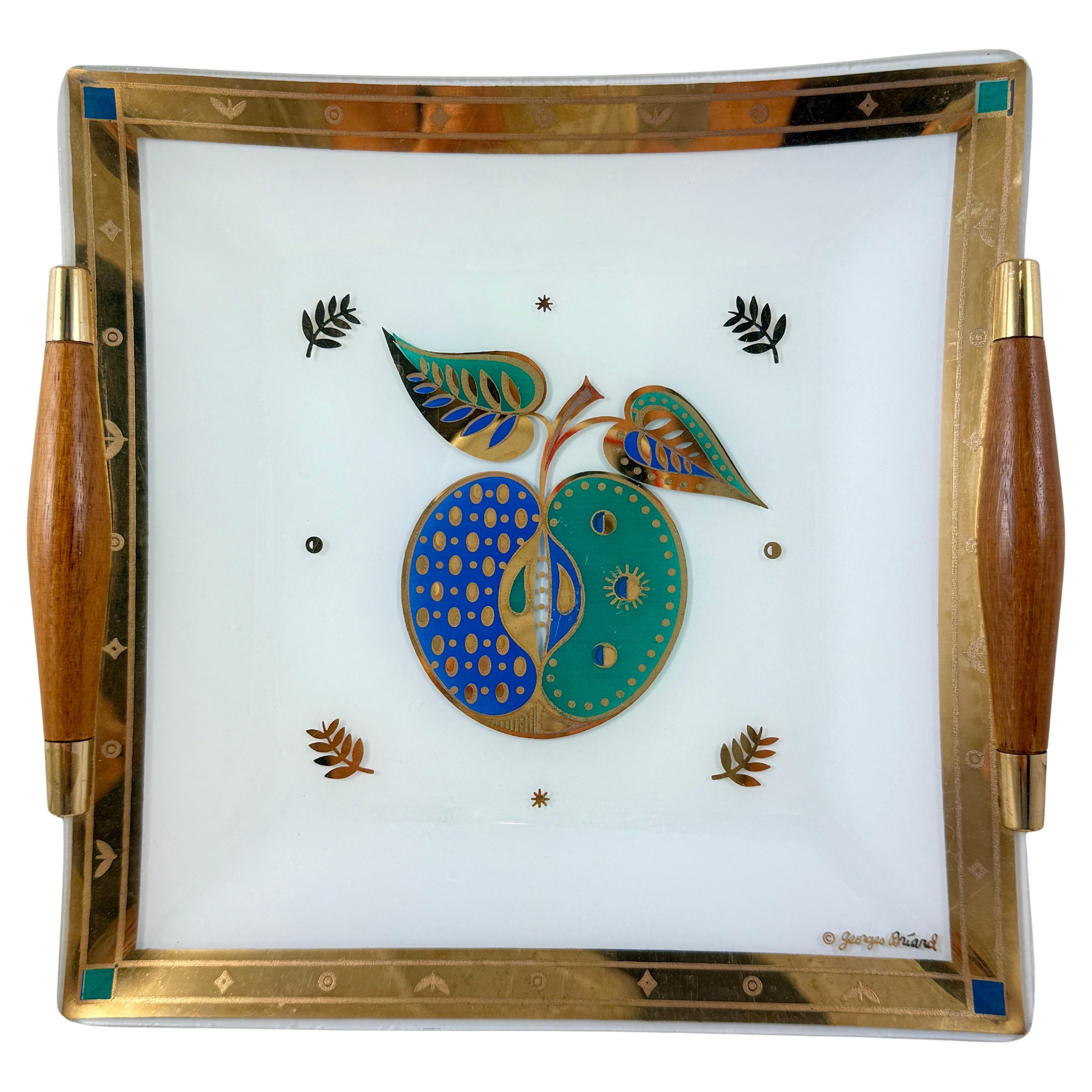 Plateau en verre et Wood Wood, Briard, années 1960 en vente