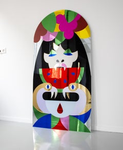 Forbidden Fruit, large colorful mirror artwork made of plexiglass