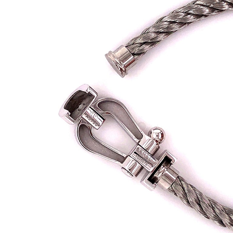 Fred Paris Force 10 Bracelet Woven Cord with Stainless Steel and 18K Whit  at 1stDibs