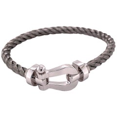 Bracciale "Force 10" di Fred, oro bianco e acciaio inossidabile