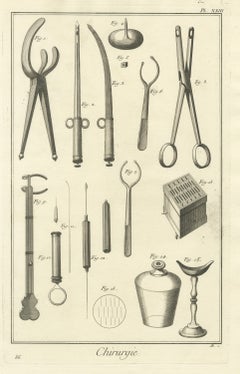Forceps and Bladed Instruments, Diderot Chirurgie Plate XXIII, circa 1772