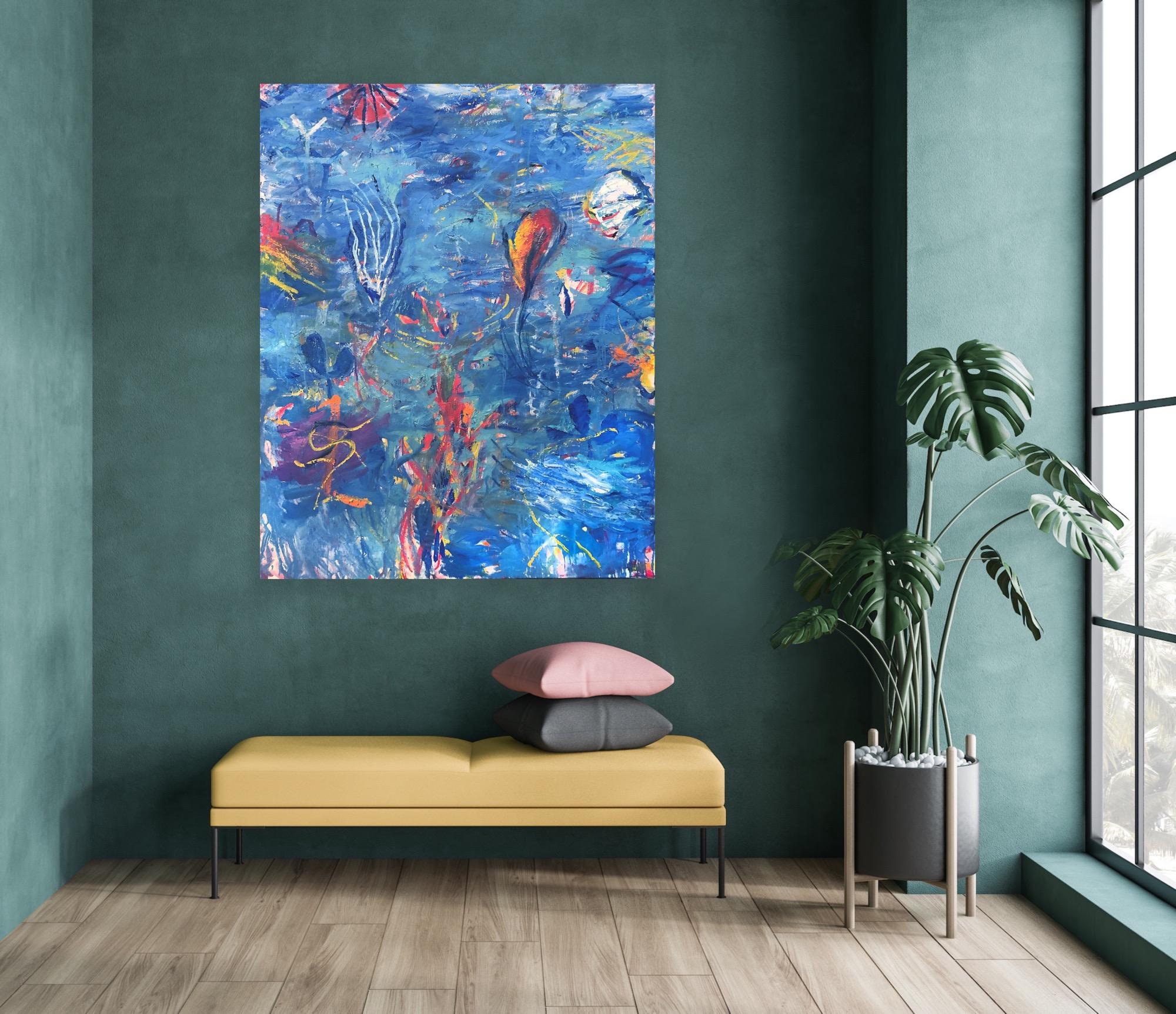 Blue Storm - Neo-Expressionist Painting by Ford Crull