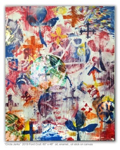 CIRCLE JERKS - large colorful abstract painting with symbols