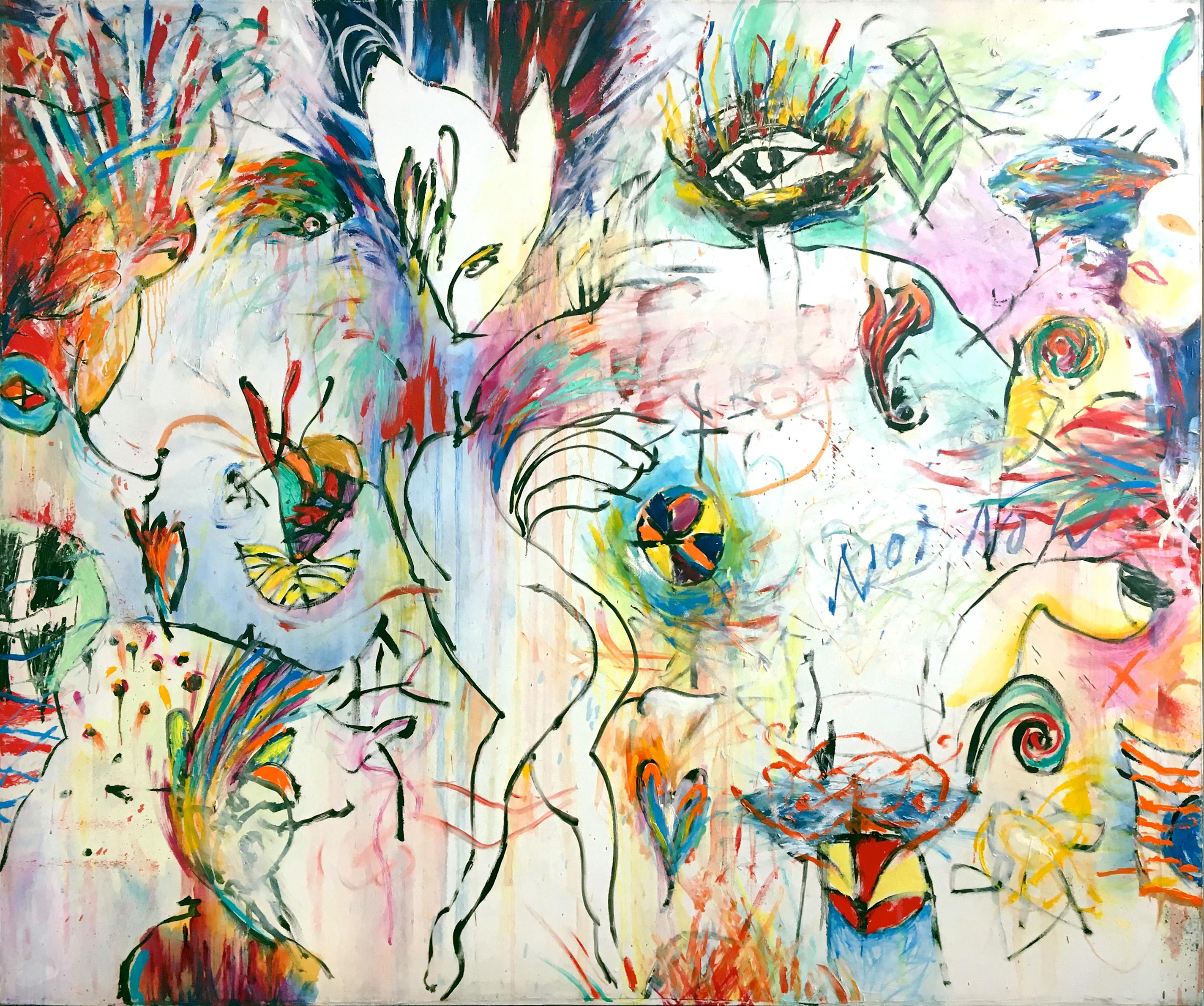 „Euridice“ – farbenfrohes, neoexpressionistisches Kunstgemälde