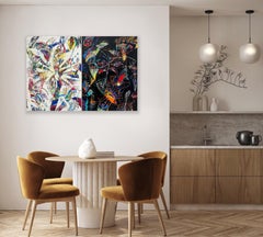 "Icarus"- Colorful Mixed Media Neo Expressionist Painting