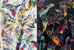 "Icarus"- Colorful Mixed Media Neo Expressionist Painting