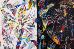 "Icarus"- Colorful Mixed Media Neo Expressionist Painting