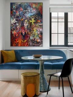 "Izapa 2", Colorful Neo-Expressionist Oil Painting