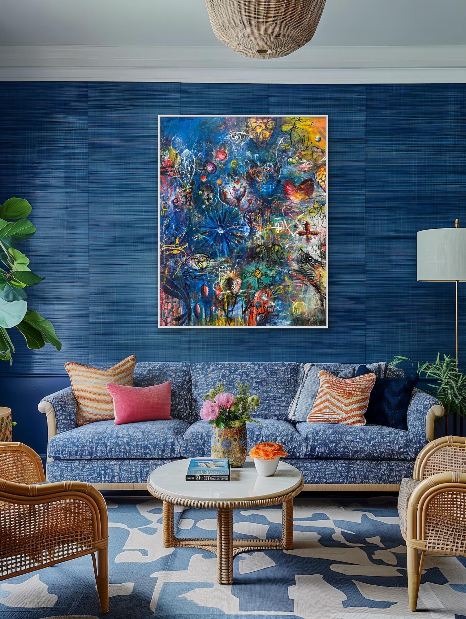 El amor es azul - Abstract Painting Azul de Ford Crull