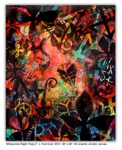 midsummer ruby MIDSUMMER NIGHT RUBY 2 - large colorful abstract painting with symbols