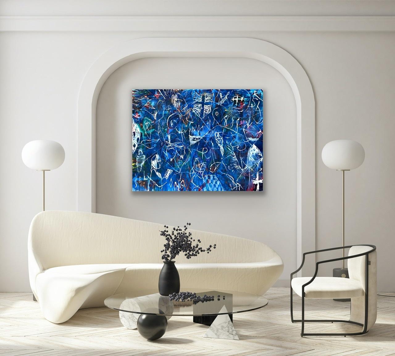 New Blue - Neo-Expressionist Mixed Media Art by Ford Crull