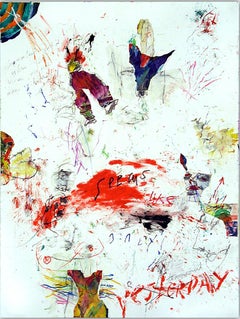 SEEMS LIKE ONLY YESTERDAY - colorful abstract painting with symbols