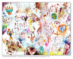 THE HAVES AND THE HAVE-NOTS - colorful abstract painting with symbols and words