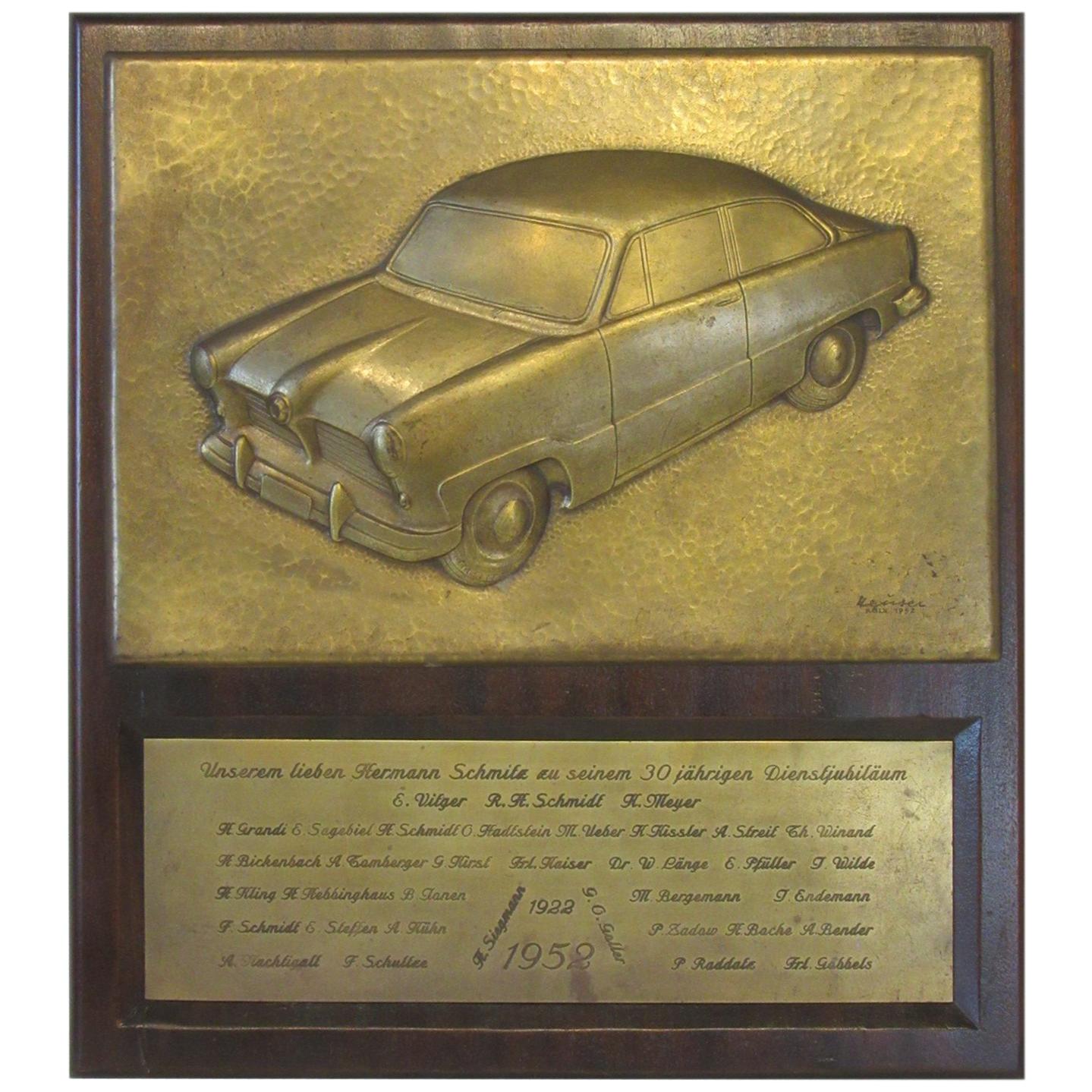 European Ford Factory German Automotive Taunus Vintage Car Plaque Sculpture 