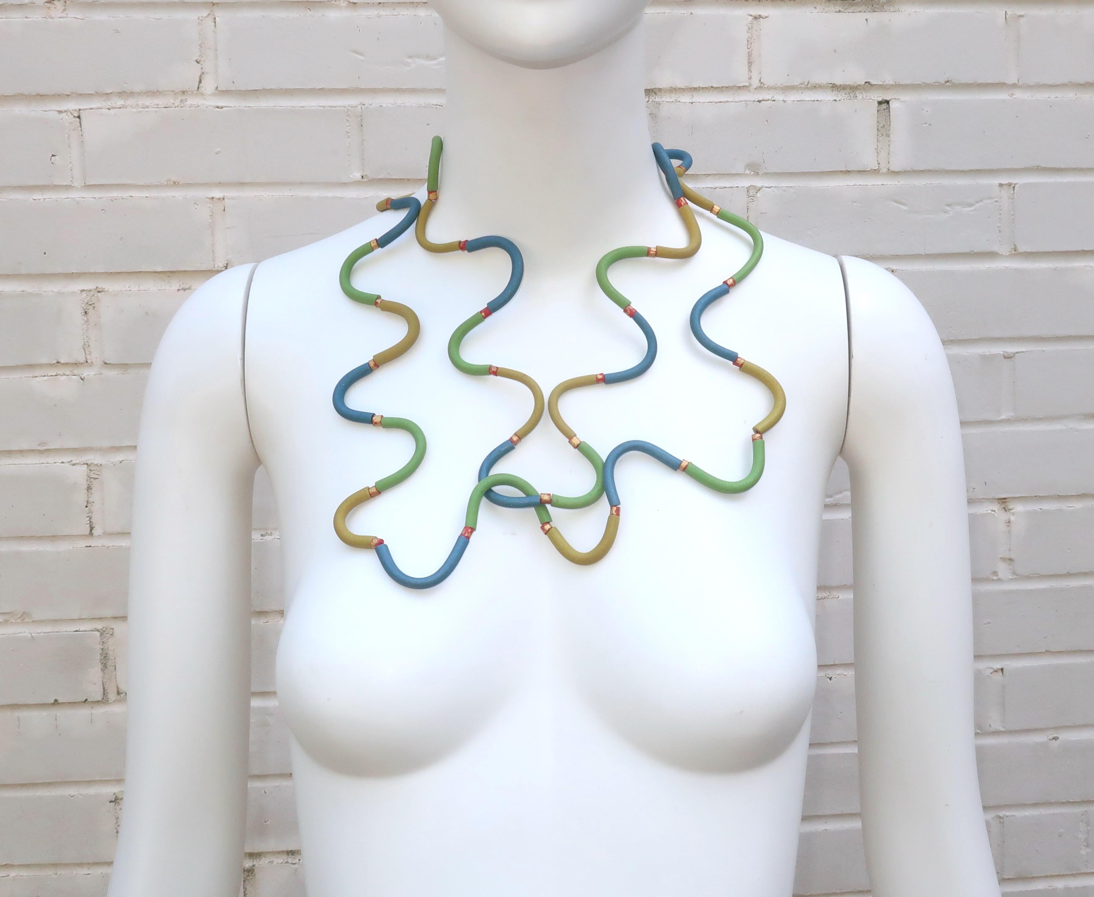 Modernist Ford & Forlano Sculptural Squiggle Bead Necklace, 1980's For Sale