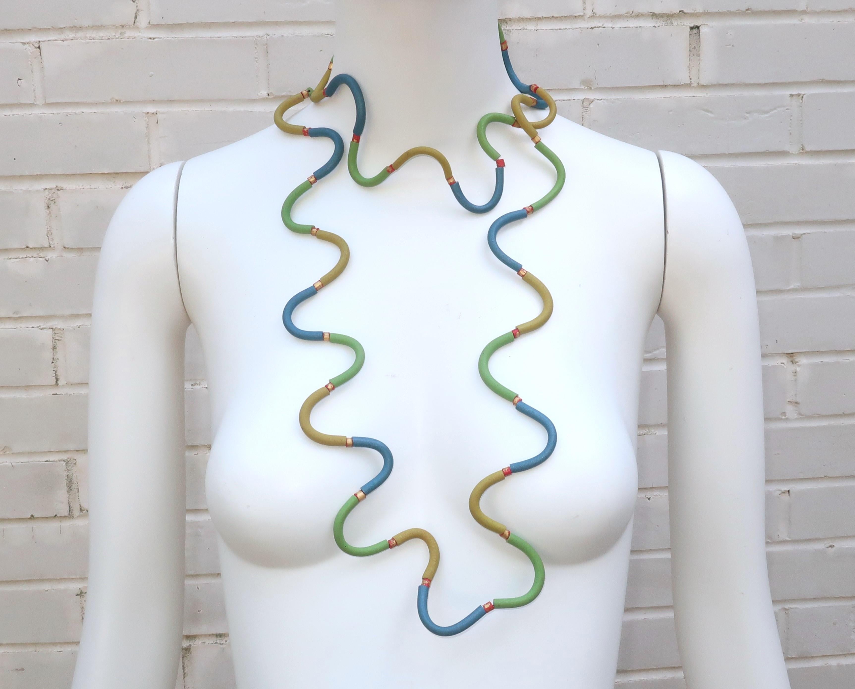 Ford & Forlano Sculptural Squiggle Bead Necklace, 1980's In Good Condition For Sale In Atlanta, GA
