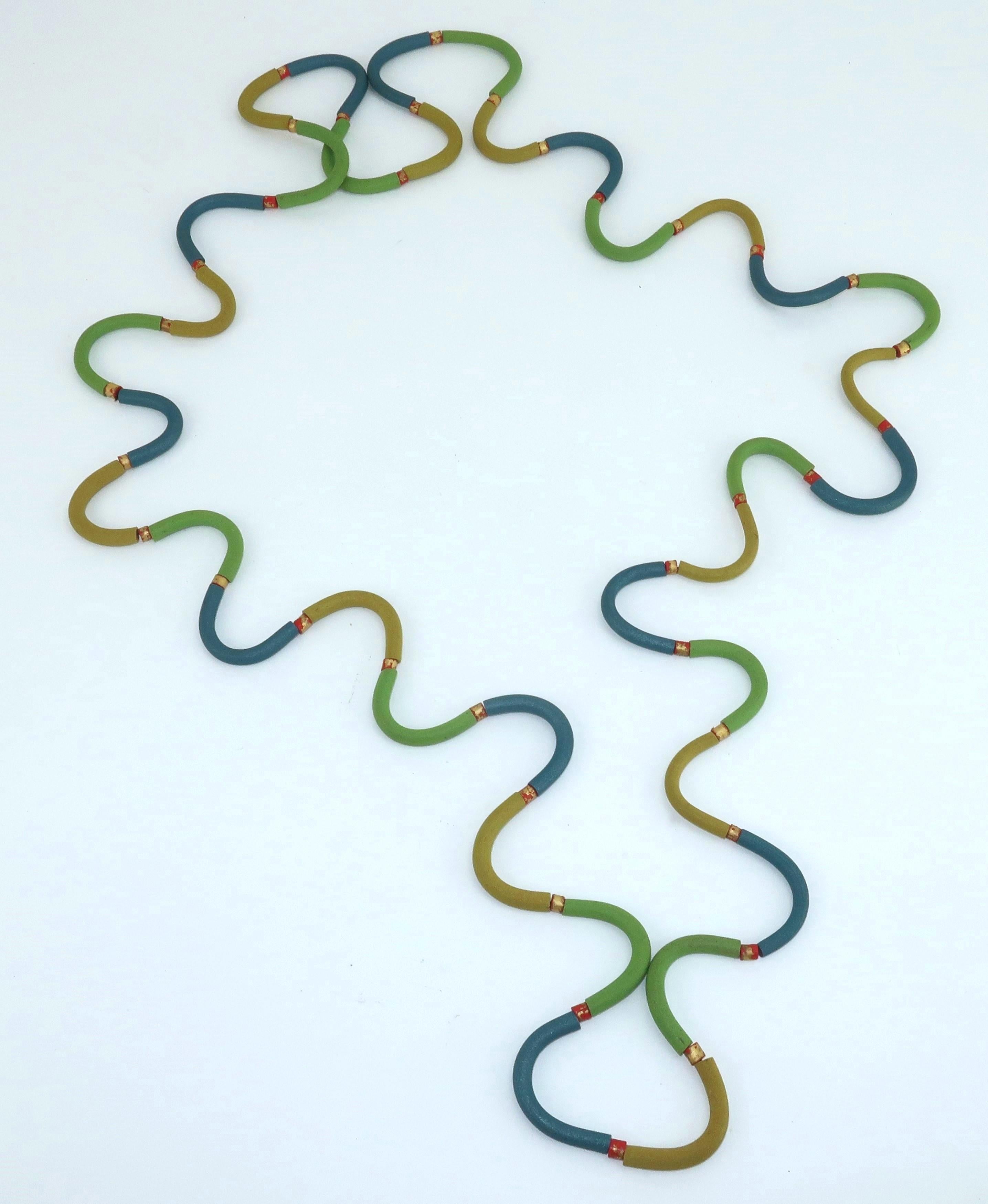 Women's Ford & Forlano Sculptural Squiggle Bead Necklace, 1980's For Sale