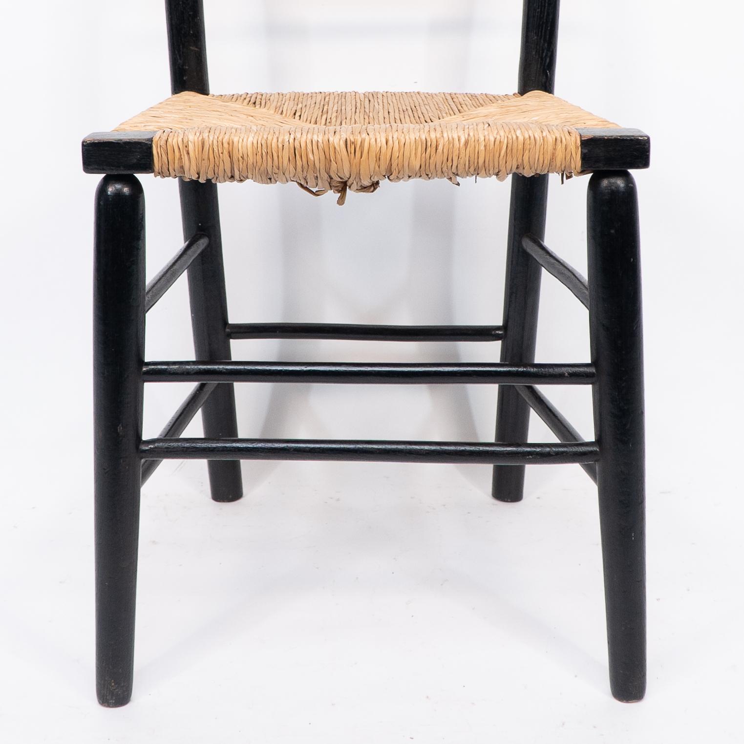 Morris & Co attr to Philip Webb. Aesthetic Movement pair rush seat Sussex chairs For Sale 13