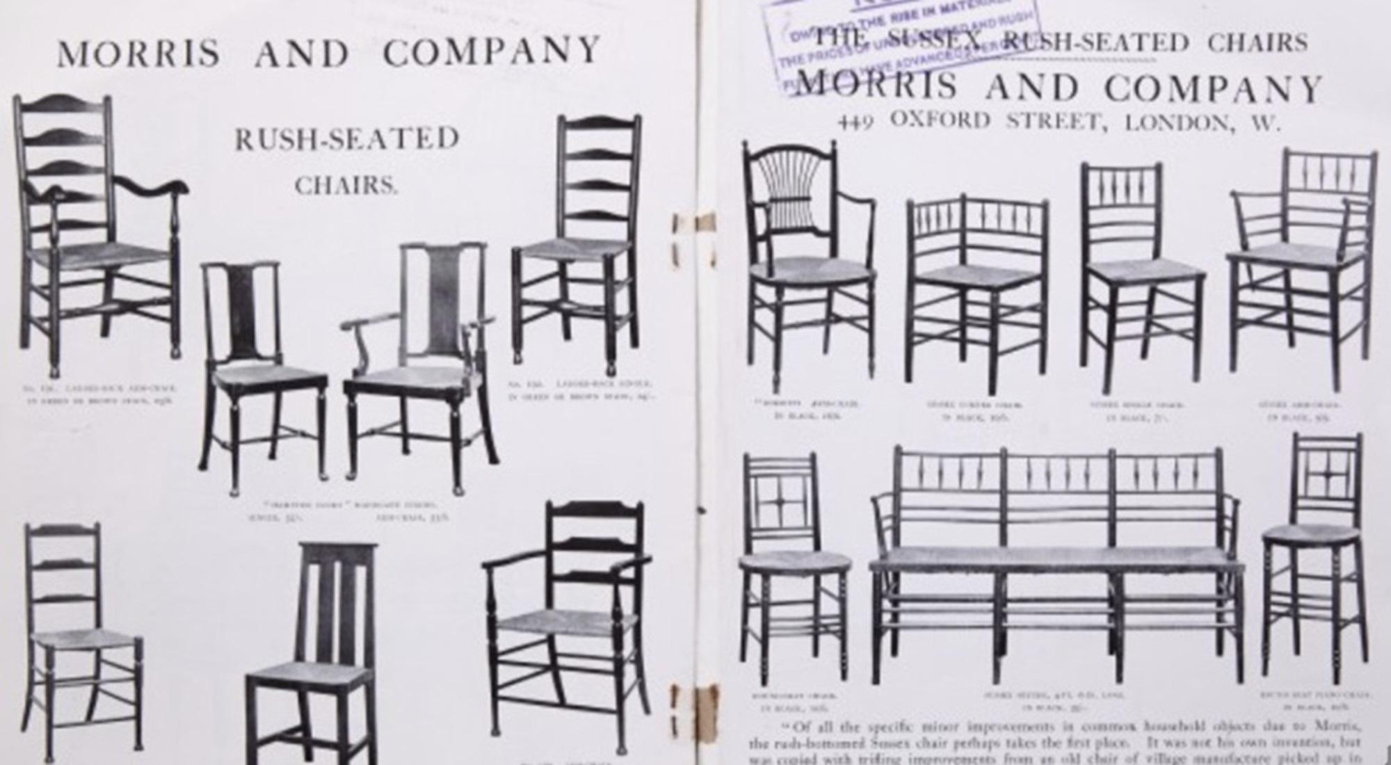 Ford Maddox Brown. Morris & Co. Aesthetic Movement pair rush seat Sussex chairs 14