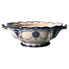 Ford & Sons English Flow Blue Porcelain Tureen "Carlton" Pattern, Without Lid
