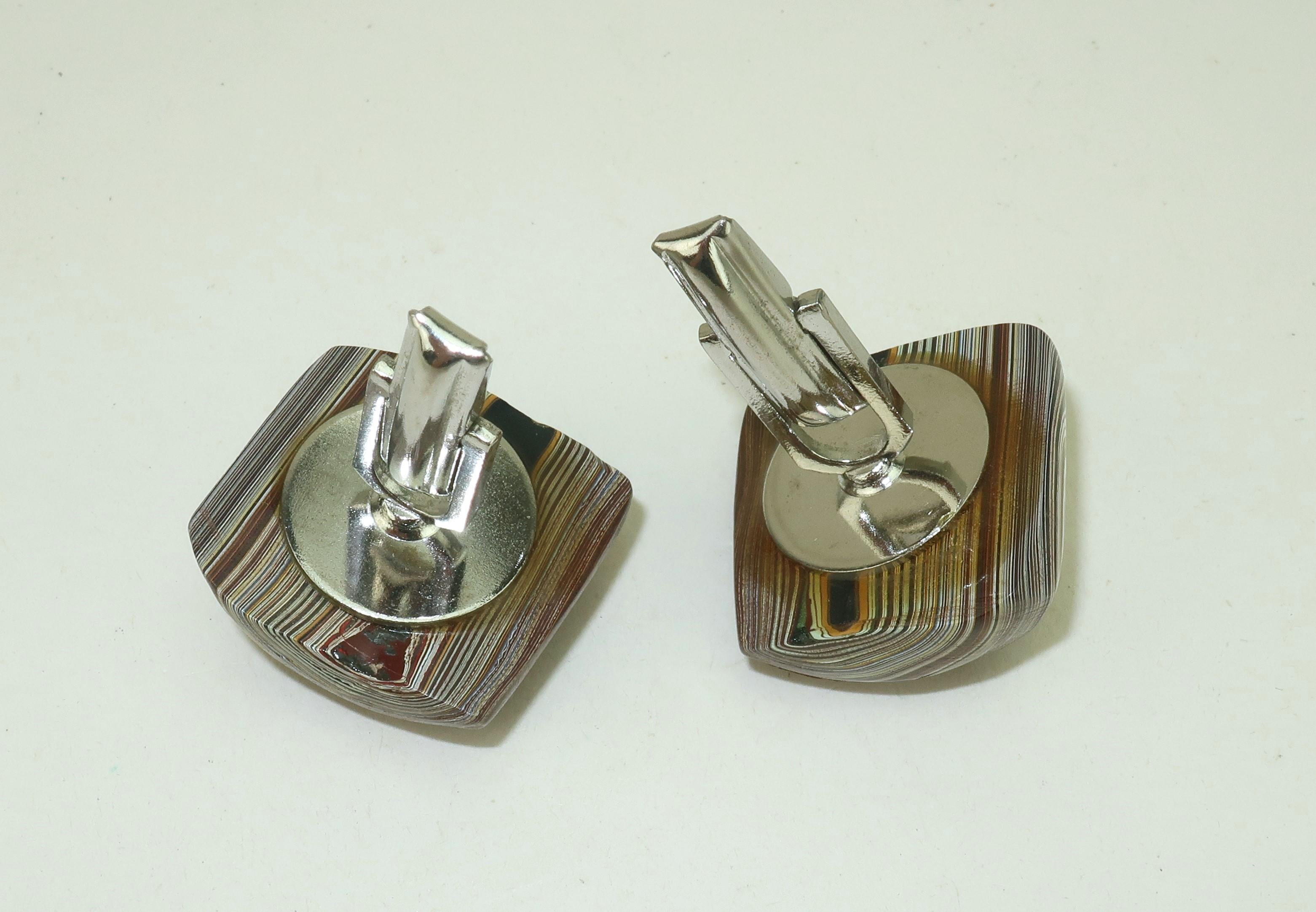 FORDITE ‘Detroit Agate’ Cufflinks, 1970's 1