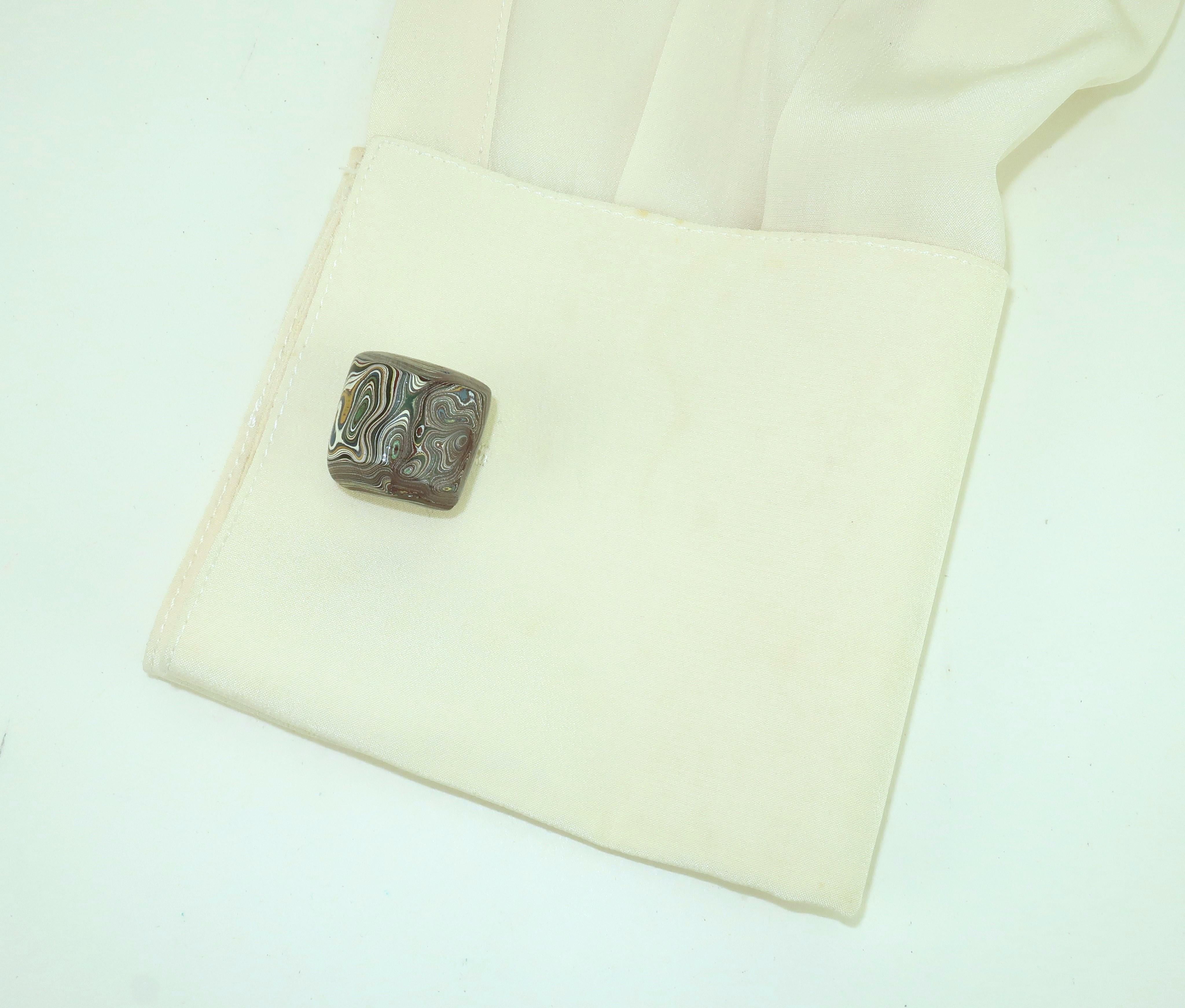 FORDITE ‘Detroit Agate’ Cufflinks, 1970's 3