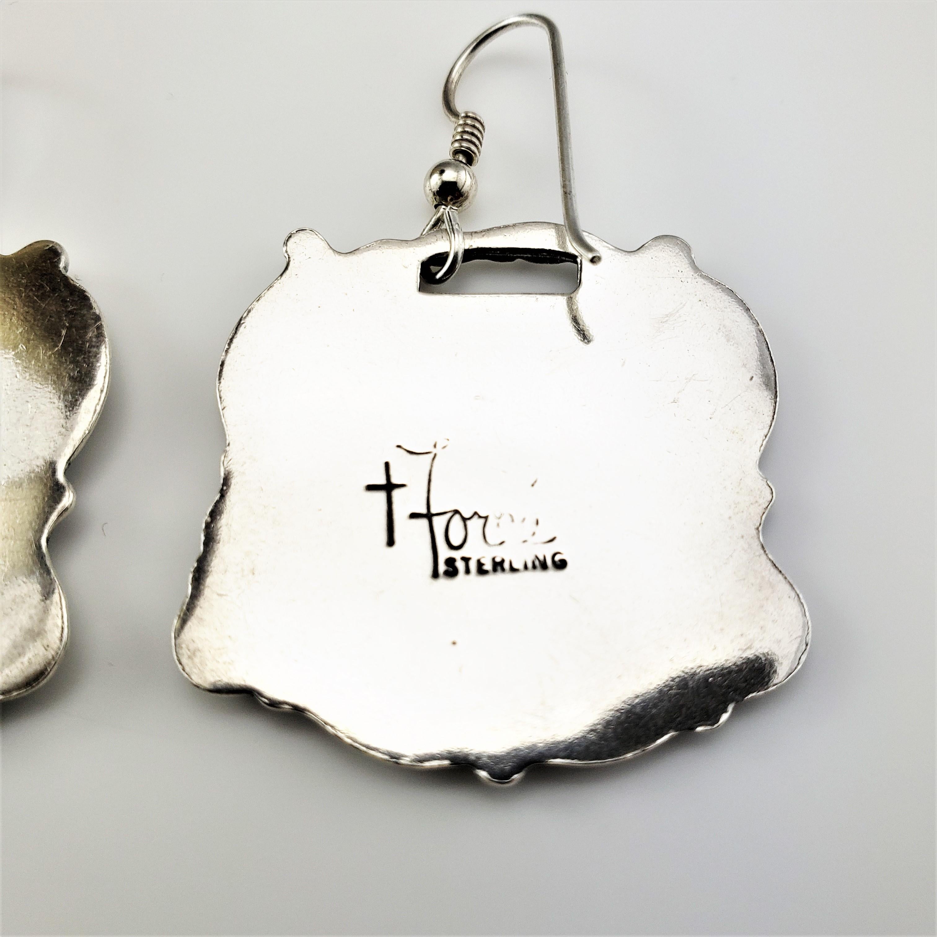 Foree Sterling Silver Luggage Tag Earrings In Good Condition In Washington Depot, CT